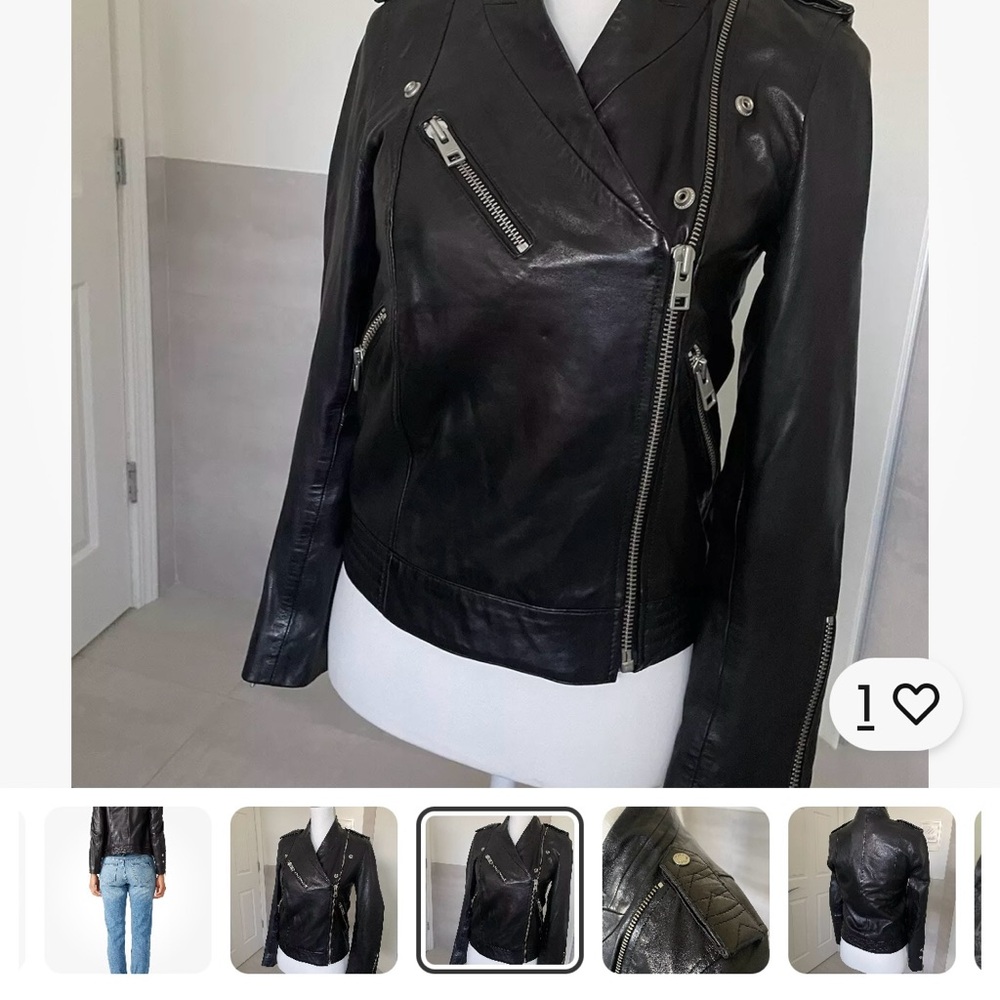 Zadig & Voltaire Loon Spi Black Lamb Leather Zipper Moto Biker Jacket size L NEW